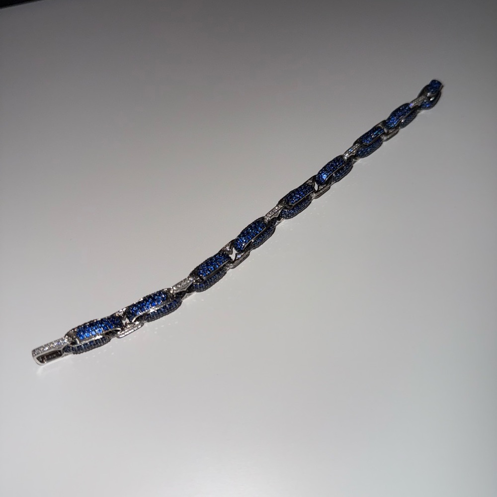 Roberto Coin 18K WG Sapphire & Diamond Link Bracelet - like new